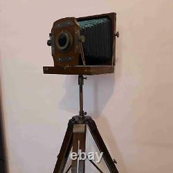Vintage Style Antique Folding Camera With Wooden Tripod Collectible