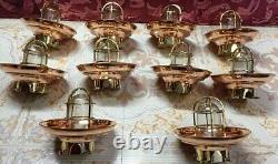 Vintage Style Decoration Replica Brass Metal Bulkhead Ceiling Light Fixture Glas