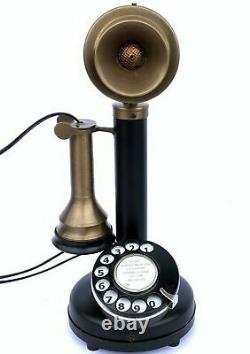 14 Réplique d'antiquité de style vintage, téléphone à cadran rotatif de style bougeoir fonctionnel cadeau