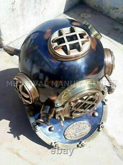 Antique 18 Casque de plongée vintage BOSTON MARK V U. S Navy Deep Sea Divers Helmet Replica