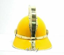 Casque de pompier portable design jaune finition antique vintage réplique de collection