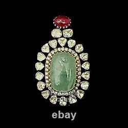 Incroyable pendentif vintage en argent sertie de diamants taillés en rose antique de 3,34ctw