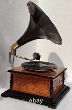 Joueur de gramophone vintage HMV Phonographe à remontage manuel Réplique audio pour la décoration intérieure