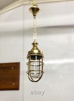 Lustre nautique antique en laiton vintage réplique marine suspendu