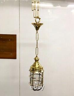 Lustre nautique antique en laiton vintage réplique marine suspendu