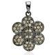 Pendentif Floral En Argent Avec Diamant Taillé En Rose De Mine Ancienne Authentique De 0,72 Ct