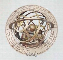 Réplique d'astrolabe antique en laiton avec globe terrestre sur socle en bois - cadeau