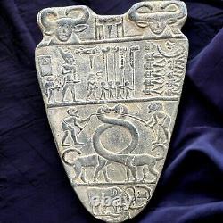 Réplique rare de la palette de Narmer, sculpture d'antiquités égyptiennes faite à la main