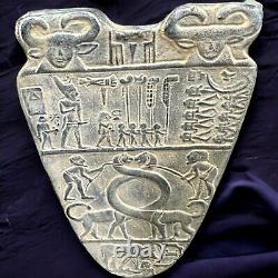 Réplique rare de la palette de Narmer, sculpture d'antiquités égyptiennes faite à la main
